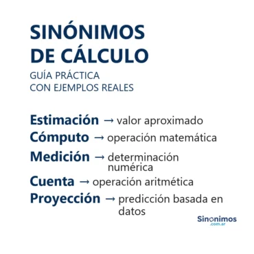 Guía con sinónimos de cálculo como estimación, cómputo, medición, cuenta y proyección.