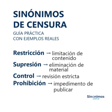 Sinónimos de censura: restricción, supresión, control y prohibición.