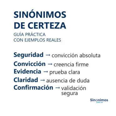 Sinónimos de certeza: seguridad, convicción, evidencia, claridad, confirmación.