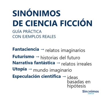 Sinónimos de ciencia ficción: fantaciencia, futurismo, narrativa fantástica, utopía, especulación científica.