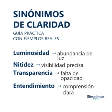 Sinónimos de claridad: luminosidad, nitidez, transparencia y entendimiento, con explicaciones.