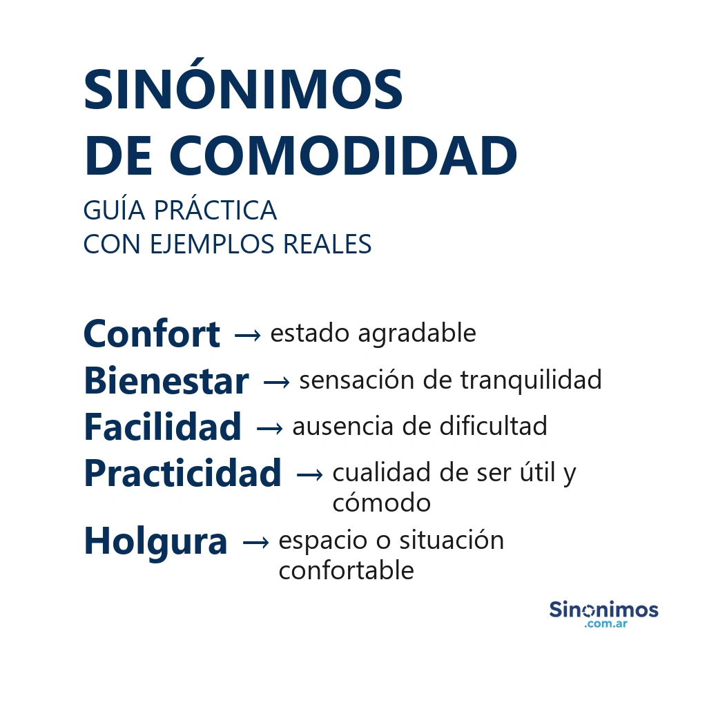sinónimos de comodidad confort bienestar facilidad practicidad holgura