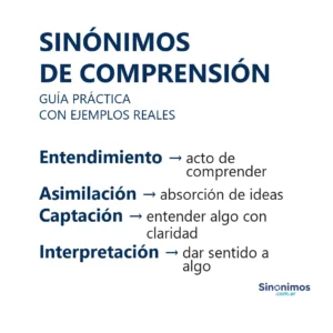 Sinónimos de comprensión con definiciones: entendimiento, asimilación, captación e interpretación.