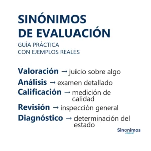 Sinónimos de evaluación con definiciones breves
