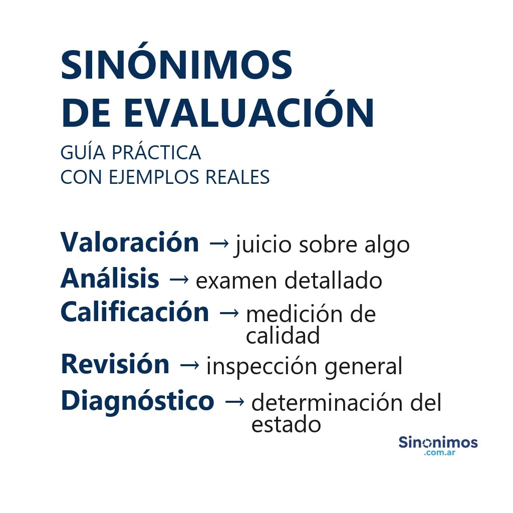 Sinónimos de evaluación con definiciones breves