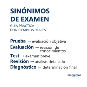 Sinónimos de examen con definiciones breves