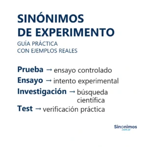 Sinónimos de experimento con definiciones breves