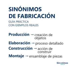 Sinónimos de fabricación con definiciones breves