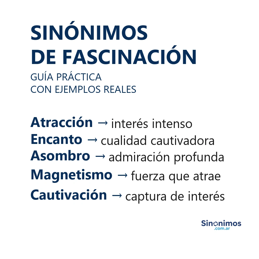 Sinónimos de fascinación con explicaciones breves