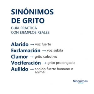 Sinónimos de grito con definiciones breves