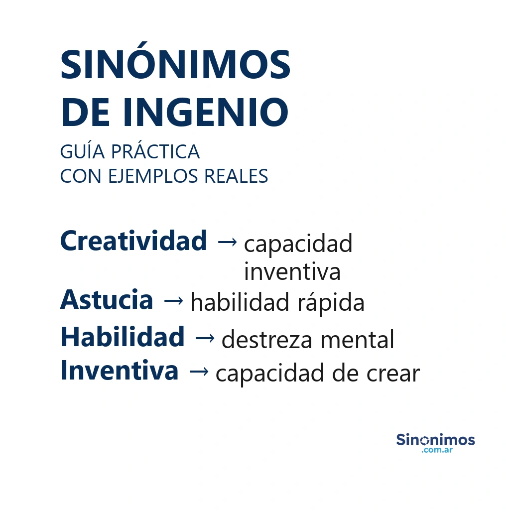 Sinónimos de ingenio con explicaciones breves.