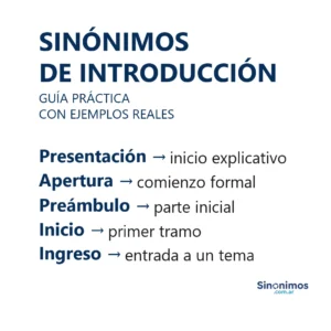 Sinónimos de introducción con definiciones simples