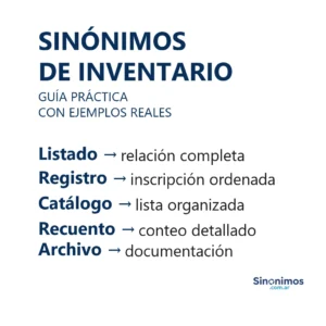Sinónimos de inventario con definiciones simples