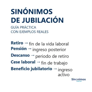Sinónimos de jubilación con definiciones breves