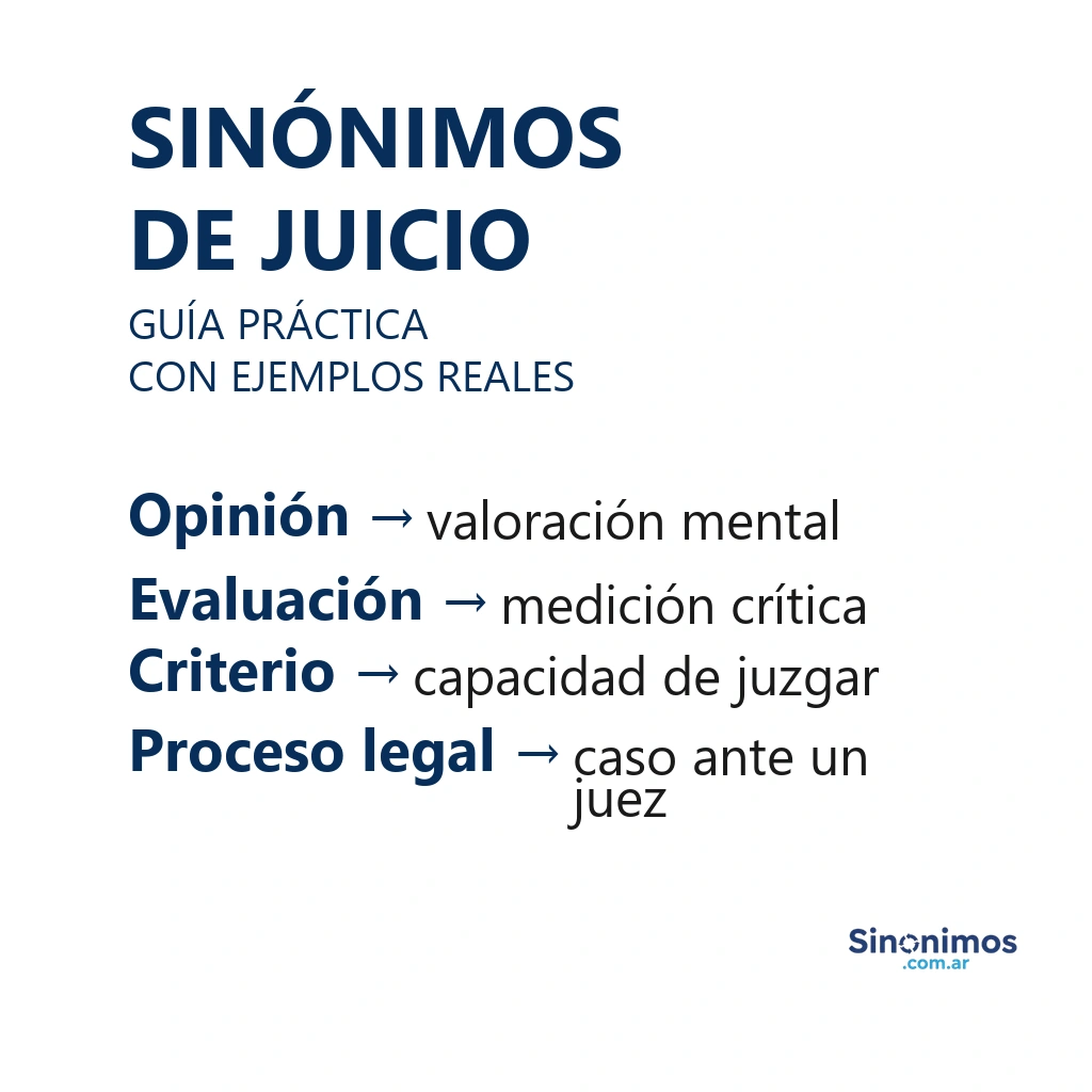 Sinónimos de juicio con explicaciones breves