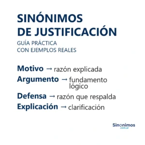 Sinónimos de justificación con definiciones simples