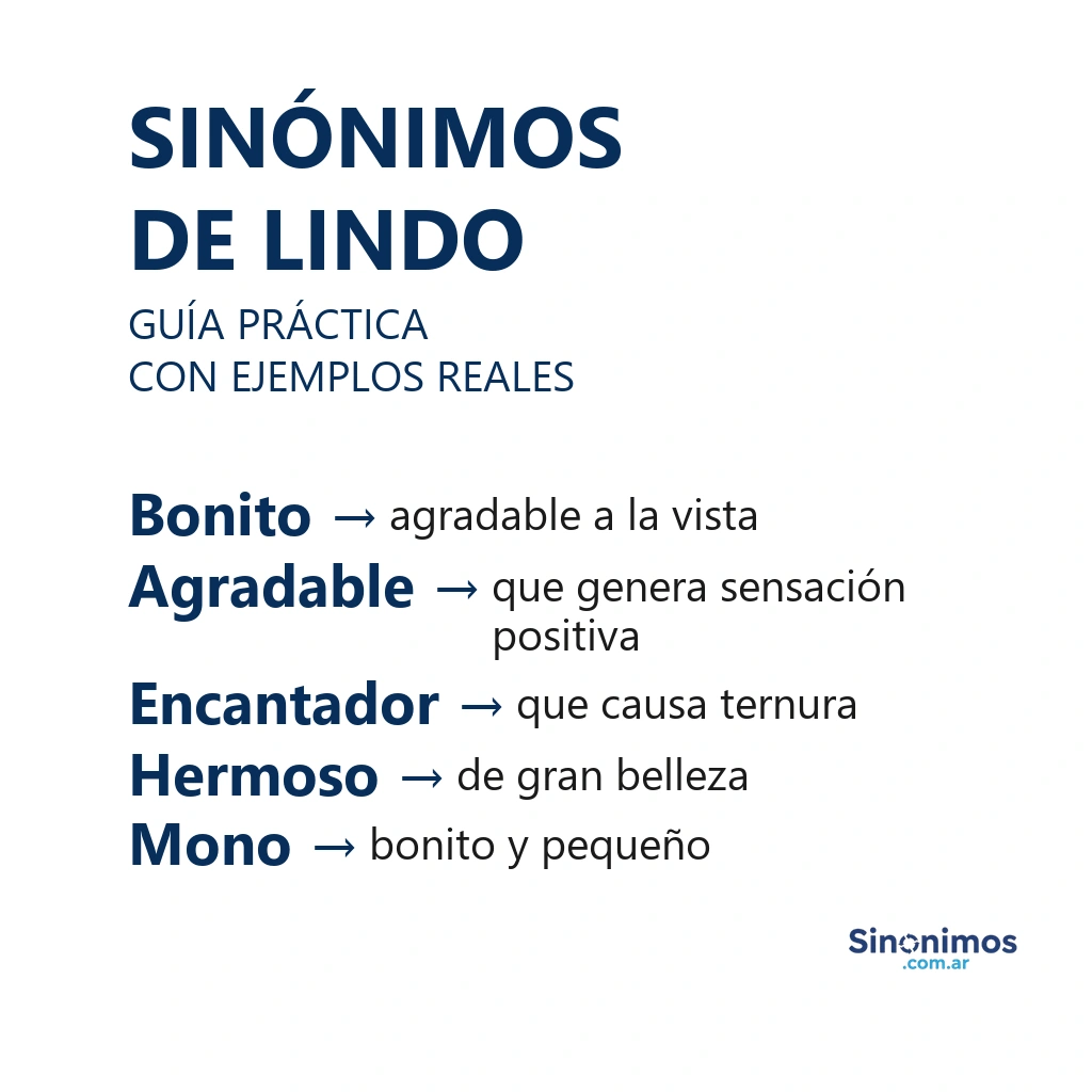 sinónimos de lindo con explicaciones breves