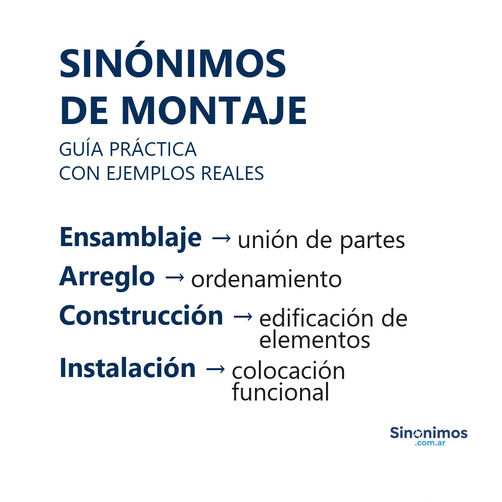 sinónimos de montaje con explicaciones breves