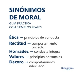 sinónimos de moral con definiciones sobre conducta y valores