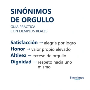 Sinónimos de orgullo con ejemplos: satisfacción, honor, altivez y dignidad.