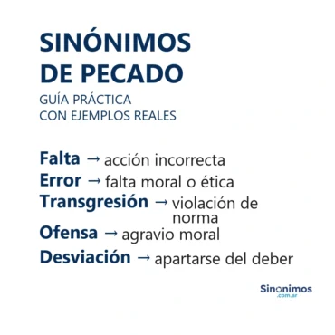 Imagen con sinónimos de “pecado”: falta, error, transgresión, ofensa y desviación.