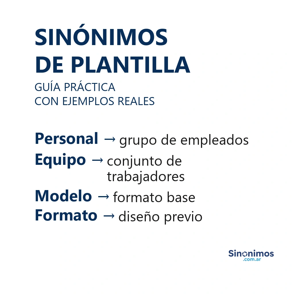 Imagen con sinónimos de plantilla y su significado.