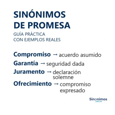 Sinónimos de “promesa”: compromiso, garantía, juramento y ofrecimiento, explicados brevemente.
