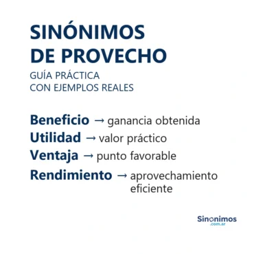 Imagen con sinónimos de “provecho”: beneficio, utilidad, ventaja y rendimiento.