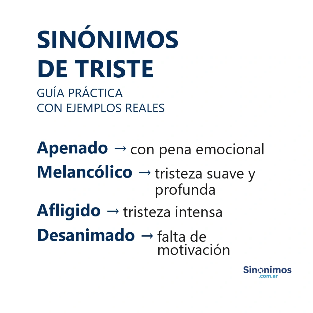 sinónimos de triste con significados breves